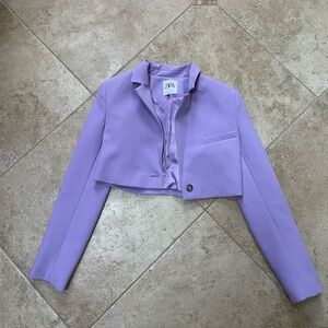 ZARA purple cropped blazer